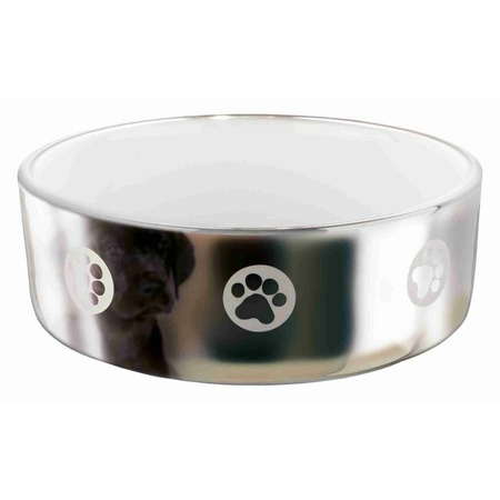 Миска Trixie для собак керамическая 1,5 л/ø19 см серебряно-белая с рисунком  Превью